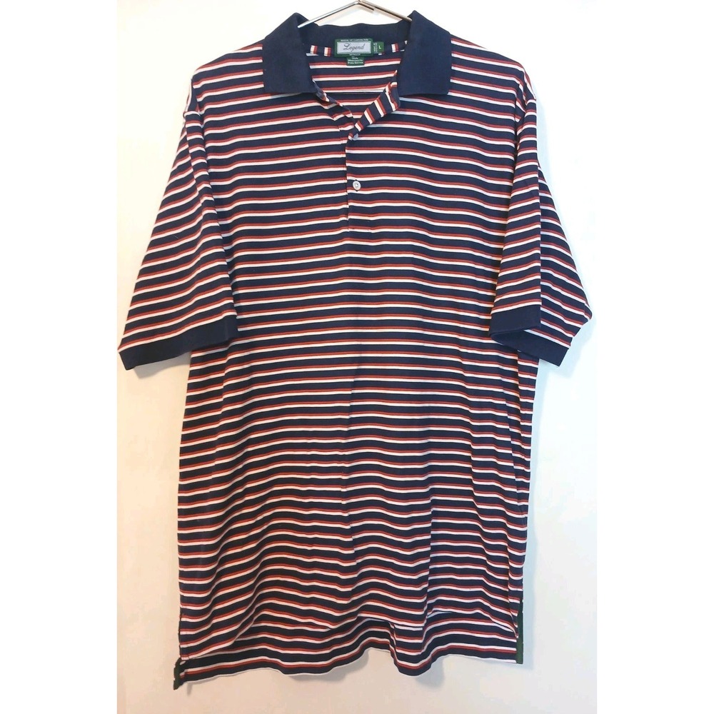 House of Carrington Polo Shirt Red White Blue SZ L Mercerized Pima Cotton. D121